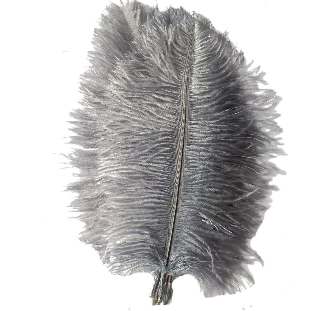 Sowder 20pcs Natural 10-12inch(25-30cm) Ostrich Feathers Plume for Wedding Centerpieces Home Decoration(gray) — image 1