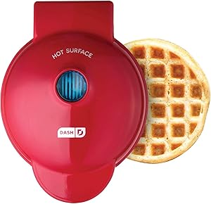 Dash DMW001RD Machine for Individual, Paninis, Hash Browns, & other Mini waffle maker, 4 inch, Red