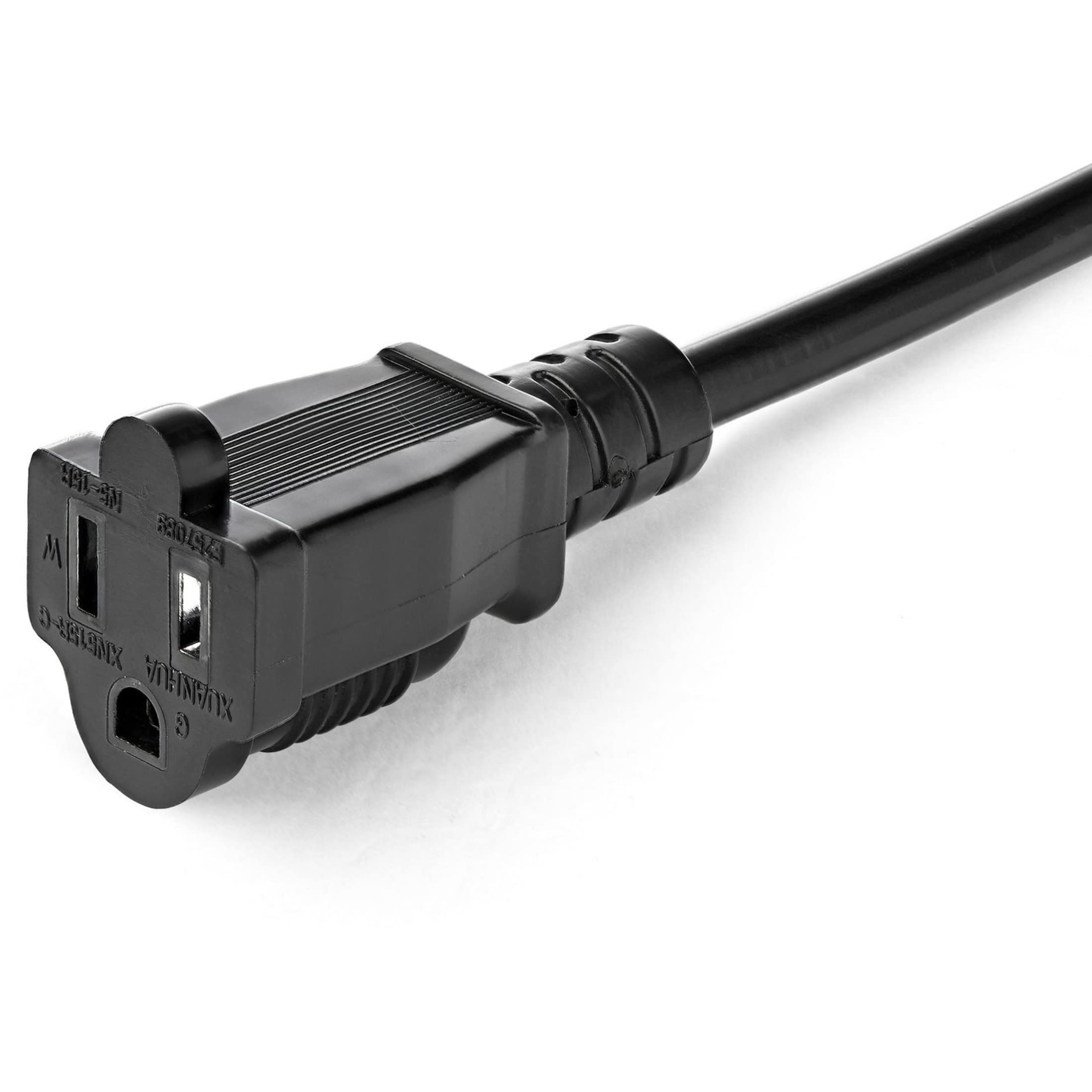 StarTech.com 1ft (0.3m) Short Extension Cord, NEMA 5-15P/R to NEMA 5-15R, 13A 125V, 16AWG, Outlet Saver Power Extension Cord with Extra Passthrough Outlet, AC Extension Cable, UL Listed (PAC102)