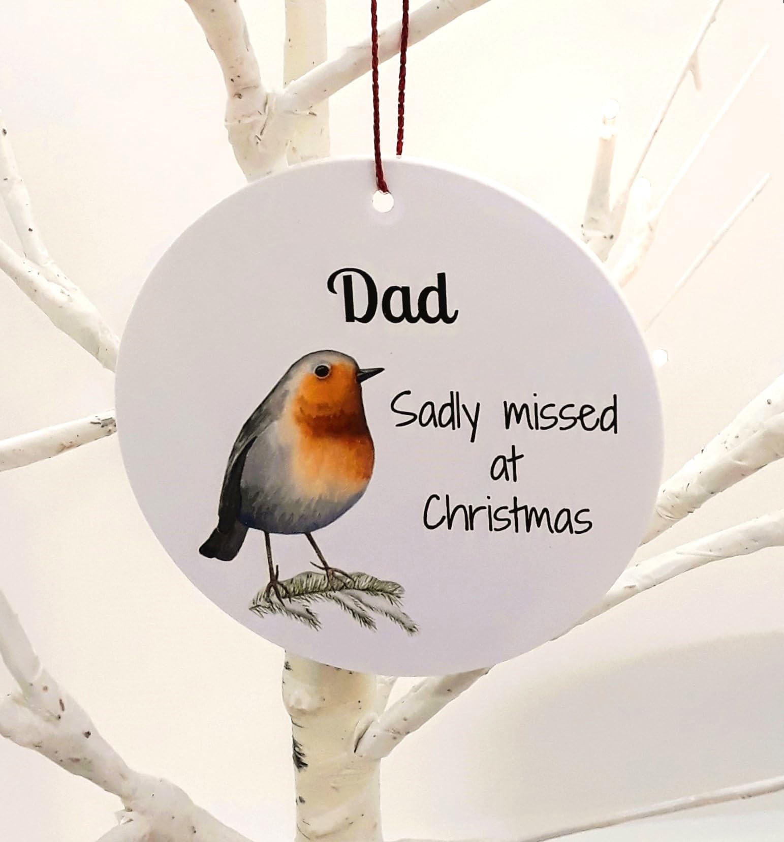Chic Cottage Crafts Dad Sadly Missed At Christmas - Christmas Tree Hanging Bauble Decoration - Memorial