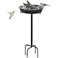 YALINKA 28In Freestanding Birdbaths Bowl Outdoor, Free Standing Garden Bird Bath Bird Feeder Bowl with Metal Stake, Detachable Decoration Spa Birdfeeder for Garden Patio Yard Lawn, New Upgrade(A)