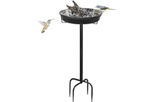 YALINKA 28In Freestanding Birdbaths Bowl Outdoor, Free Standing Garden Bird Bath Bird Feeder Bowl with Metal Stake, Detachable Decoration Spa Birdfeeder for Garden Patio Yard Lawn, New Upgrade(A)
