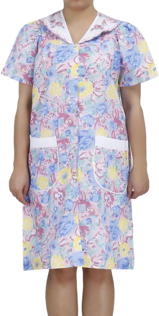 Ezi Women's Duster6 Short Sleeve Cotton-Rich House Dress
