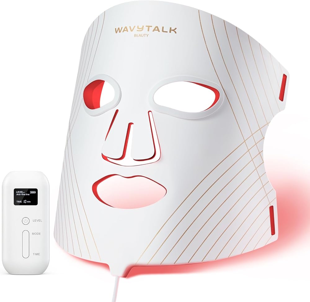 wavytalk Red Light Therapy Mask for Face, Glow Time LED Face Mask 850nm NIR | for Anti-Fine Line, Acne, Skin Rejuvenation wit