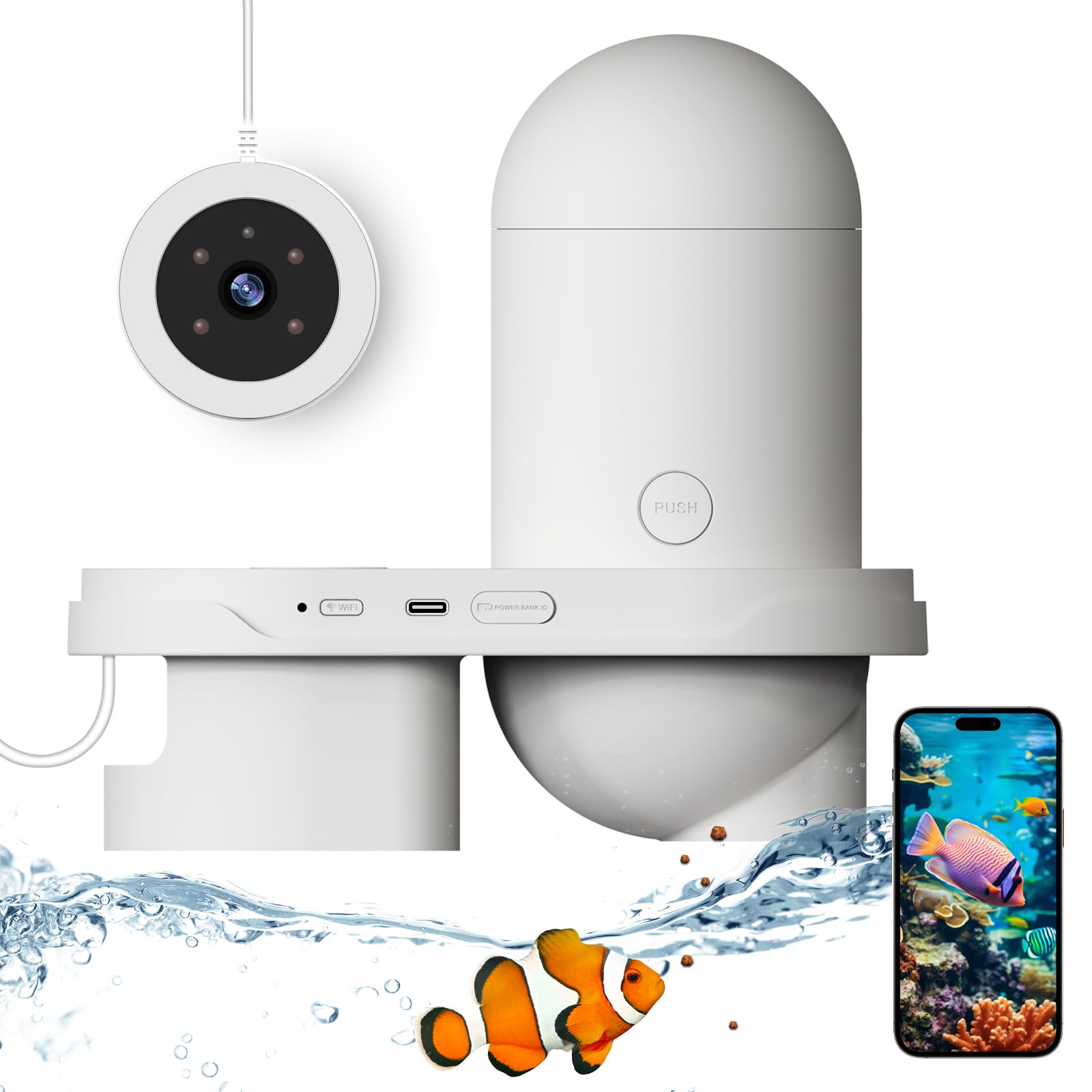 Photo 1 of Automatic Fish Feeder with 2K HD Camera,WiFi/App Control,Auto Fish Feeder for Vacation with Timer,2.4G Precision Feeding?Visual Monitor for Betta Tanks and Aquarium