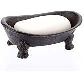 Sumnacon Cast Iron Bathtub Soap Dish, Heavy Duty Vintage Metal Soap Holder | Drainable Soap Bar Sponge Tray, Cute Animal Feet, Vintage Rustic Iron, for Bathroom Shower Kitchen Sink Countertop, Brown