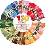 GeMoor 150 Skeins Embroidery Floss with 16 Pcs Embroidery Needles - 1200M Premium Rainbow Color Cross Stitch Floss - Cotton Cross Stitch Thread with 6 Strands Perfect for DIY, Bracelets, Embroidery