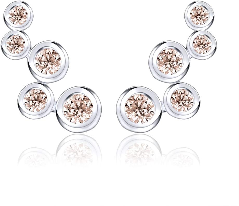 AoedeJBubble 925 Sterling Silver Cubic Zirconia Ear Climber Earrings Cartilage Crawler Stud Earrings