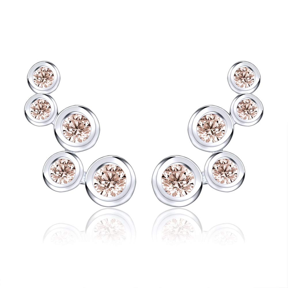 AoedeJBubble 925 Sterling Silver Cubic Zirconia Ear Climber Earrings Cartilage Crawler Stud Earrings