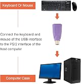 Xiatiaosann PS/2 to USB A Adapter Female to Male Keyboard Mouse Converter 4 Pack view 3