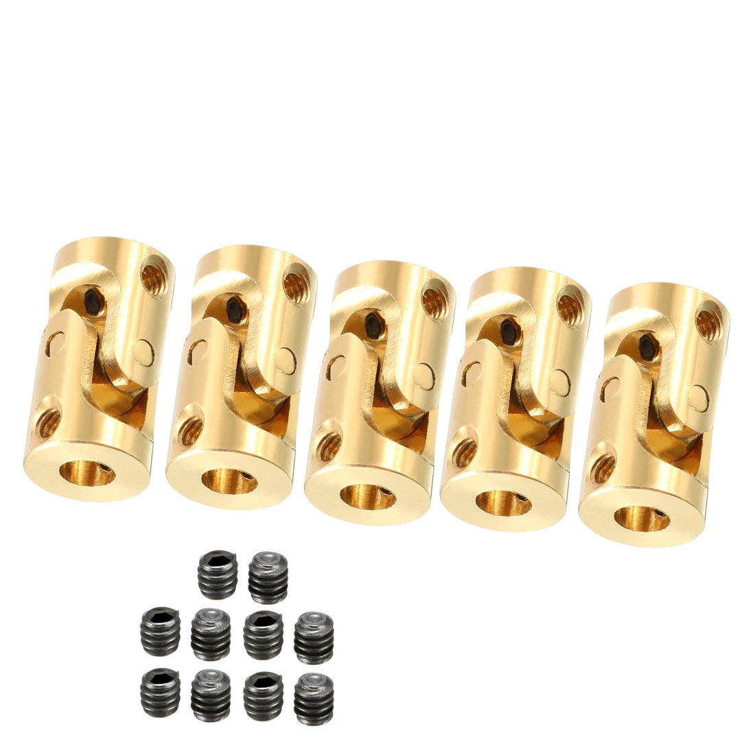 sourcing map 5pcs 3mm to 3mm Inner Dia Rotatable Universal Steering Shaft U Joint Coupler L13XD7