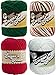 Lily Sugar n' Cream Variety Assortment Holiday 4 Pack Bundle 100 Percent Cotton Medium 4 Worsted Red White Green with 3 Christmas Patterns (Holiday 5)…