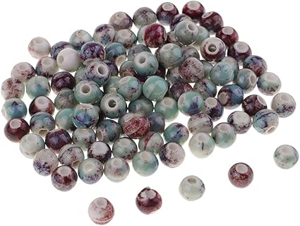 B Baosity 100 Pieces Perles D Espace Perles Lache Ceramique Emaillee Porcelaine Pour Fabrication De Bijoux Collier Bracelets Bracelets De Cheville Amazon Fr Cuisine Maison