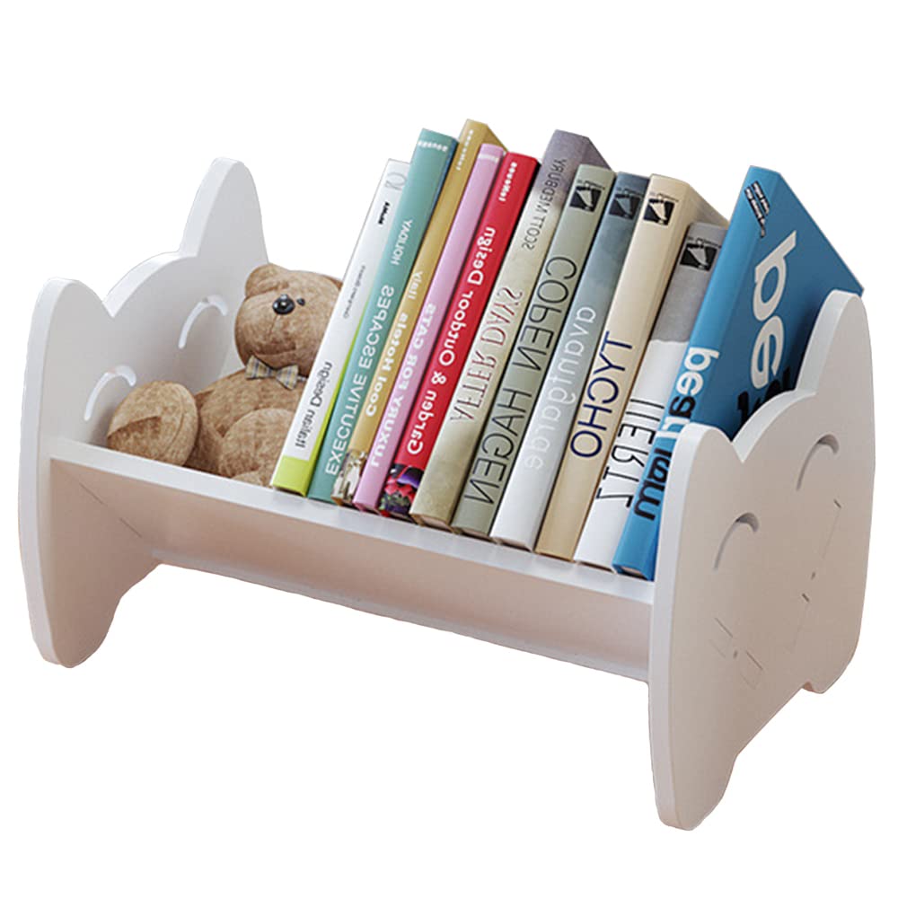 Hggzeg Children Bookcase Small Desktop Kids Bookshelf Storage Display Rack, White Book Organiser for Children's Room(White)
