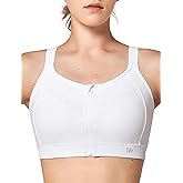 Yvette Adjustable Sports Bras for Women High Impact - Zip Front Sports Bra Plus Size Wireless for Running Workout
