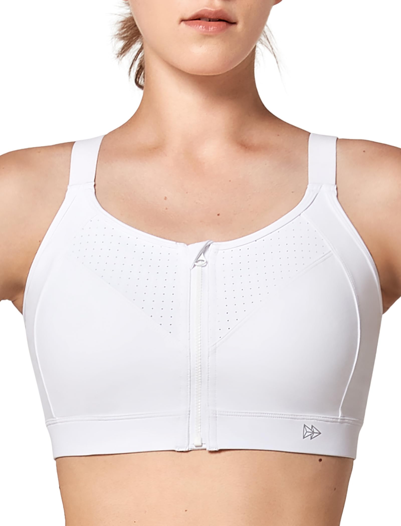 Photo 1 of ***VERY USED*** Yvette Adjustable Sports Bras for Women High Impact - Zip Front Sports Bra Plus Size Wireless for Running Workout,White,Small
