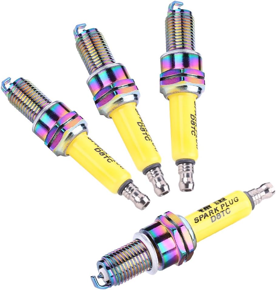 Qiilu 4Pcs D8TC Spark Plugs for Motorcycle Scooter ATV Dirt Bike