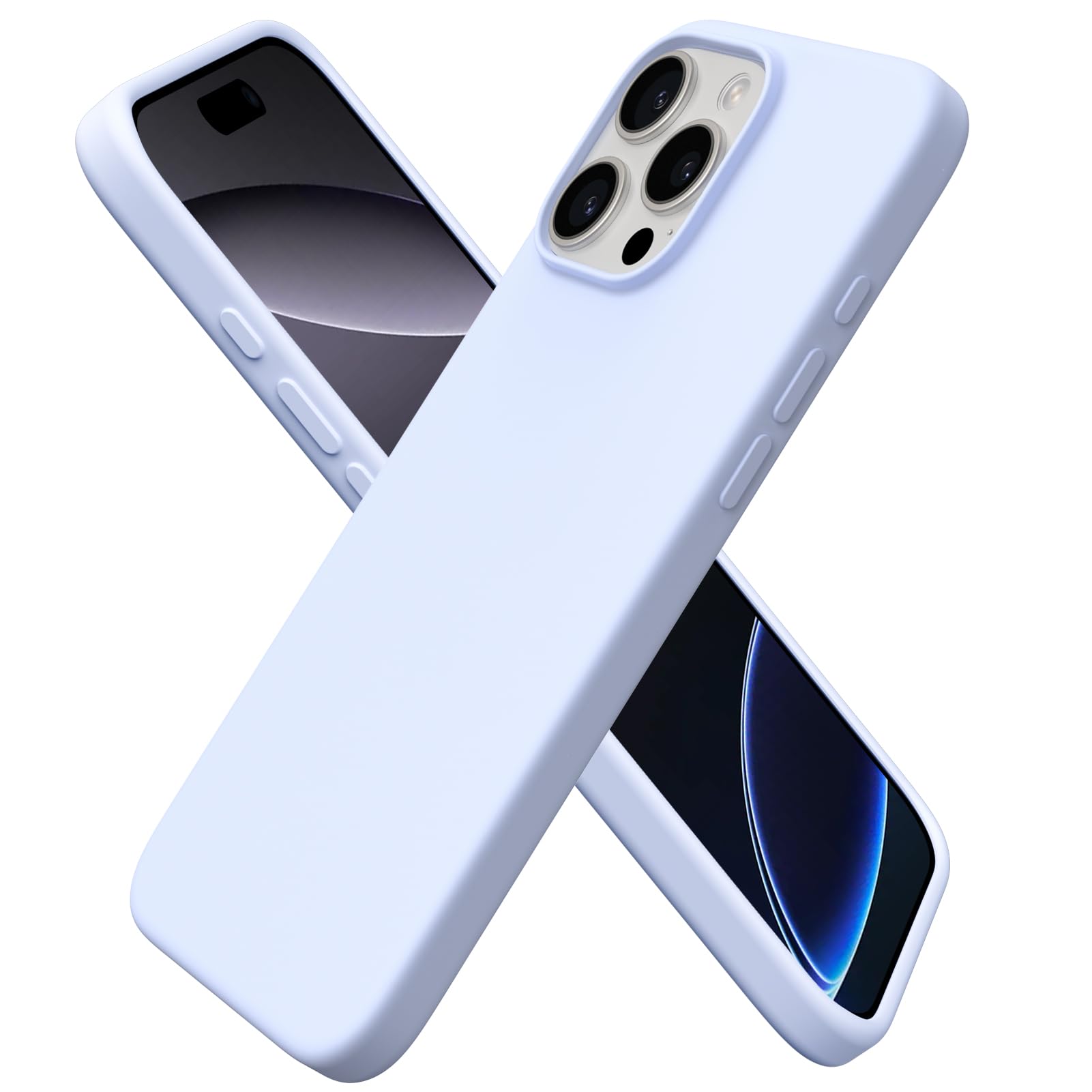 Photo 1 of ORNARTO Compatible with iPhone 16 Pro Max Case 6.9", Slim Liquid Silicone 3 Layers Soft Gel Rubber Shockproof Protective Case with Anti-Scratch Microfiber Lining-Baby Blue
