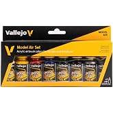 Vallejo - Model Air Basic Colors | Acrylic Paint Set | Pre Thinned Airbrush Ready Formula | 8 Basic Shades | Non-Toxic Water Based Pigments | Professional Grade Finishes
