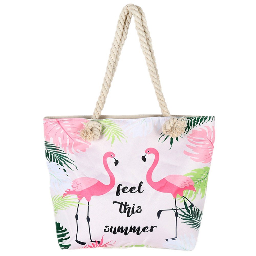 Women Beach Bag,Large Holiday Tote Bags Summer Canvas Travel Shoulder Bag with Zipper Shopping Bag for Girls Ladies Women