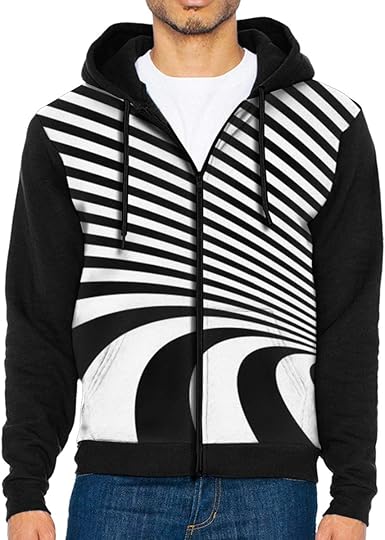 black hoodie with white lines