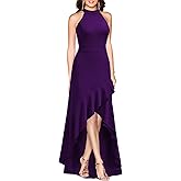 MUSHARE Women's Halter Neck Ruffle Split Bodycon Formal Evening Party Long Dress