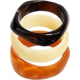 KHRYPTXH 3 Pcs Resin Bangles for Women, Chunky Marble Texture Acrylic Bracelets, Dark Tone Stackable unique jewelry Bracelet Set for Christmas holiday gifts