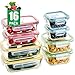 [16 Pieces] Glass Meal Prep Containers Glass-Food Storage Containers with Lids-Meal Prep Food Prep Containers-Glass Storage Containers with Lids-Glass Lunch Containers