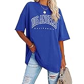Fazortev Womens Oversized Los Angeles California Graphic T Shirts Half Sleeve Summer Loose Casual Tees Tunic Tops