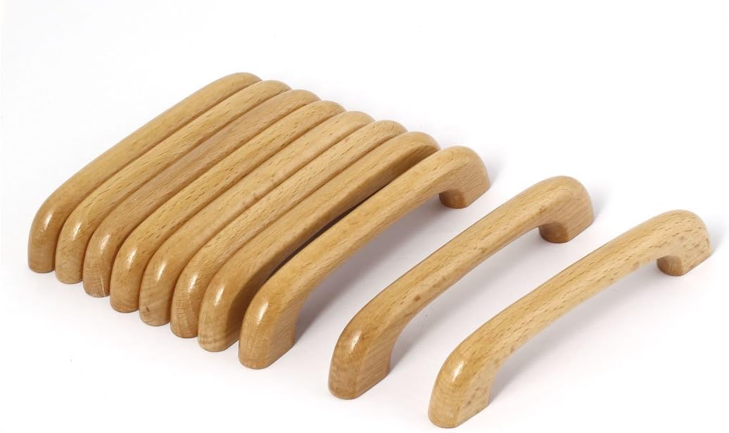 Sourcingmap Cupboard Door Drawer Hardware M4 Thread Hole Wood Pull Handles Beige for Dresser Drawer Wardrobe 10 Pcs