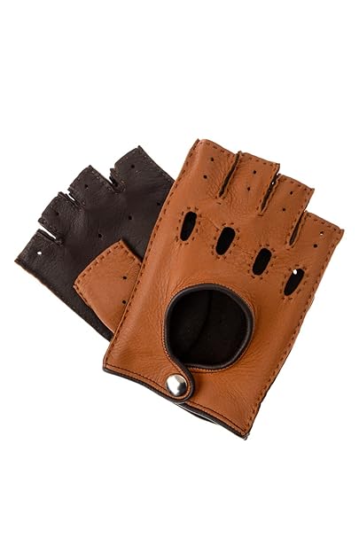 Herren Autohandschuhe, Halbfinger, aus echtem Hirschleder