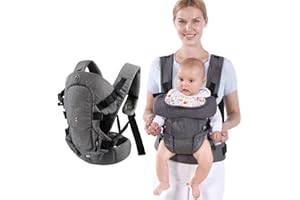 SHSYUE Baby Carriers Newborn to Toddler,Baby Carrier Wrap,Cozy Baby Holder Carrier Lightweight,Adjustable Baby Sling Support Carriers for Infant 7-45lbs Girl and Boy -All Positions,Shower Gift -Grey