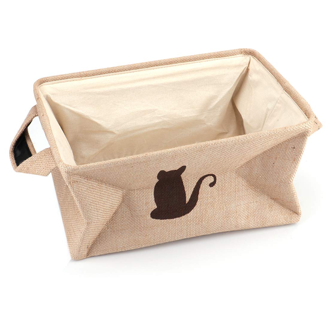 Tosnail Collapsible Jute Storage Bin Nursery Baskets with Leather