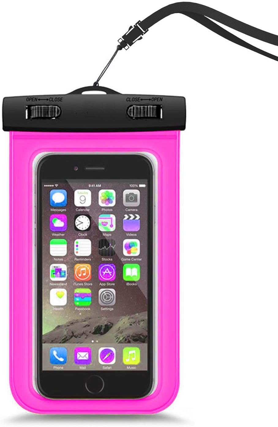 Universal Waterproof Case Bag, With Neck Strap(Pink)