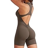 YEOREO Jumpsuits for Women Zip Up Workout Backless One Piece Tummy Control Sleeveless Emma Sexy Yoga Bodysuits