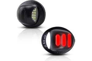 Asgohme White LED License Plate Lights with Red OLED Neon Tube Rear Bumper Tag Lamp Assembly Replacement Compatible with Ford F150 F250 F350 Super Duty Bronco Ranger Explorer Excursion, Pack of 2