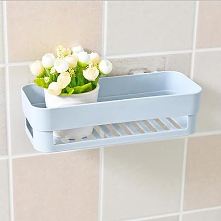 hunpta Kunststoff Saugnapf Badezimmer Küche Ecke Storage Rack Organizer Dusche Regal himmelblau