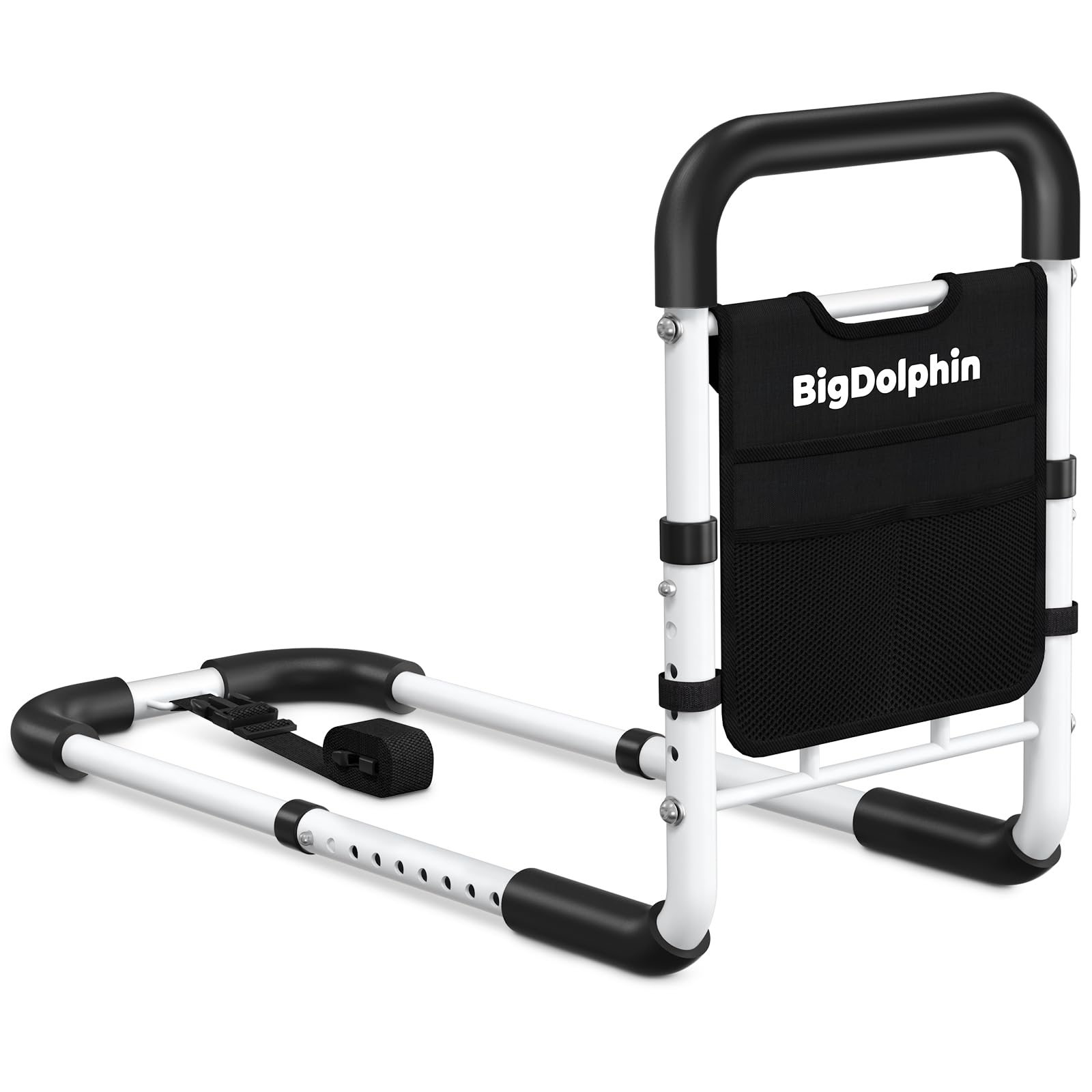 Photo 1 of BigDolphin Bed Rails for Elderly Adults Safety - ASTM Approved Adjustable Bed Cane with Non-Slip Ergonomic Handle & Storage Pocket, Bed Railings for Seniors Support 350 LBS, Tool-Free
