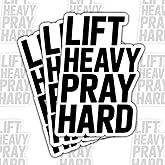3 Pcs Lift Heavy Pray Hard Sticker, Faith and Fitness Motivational Quote Gym Workout Sticker Gifts for Gymmer Fitness Barbelll Weightlifting Stickers Laptop Bottle Phone Car Helmet