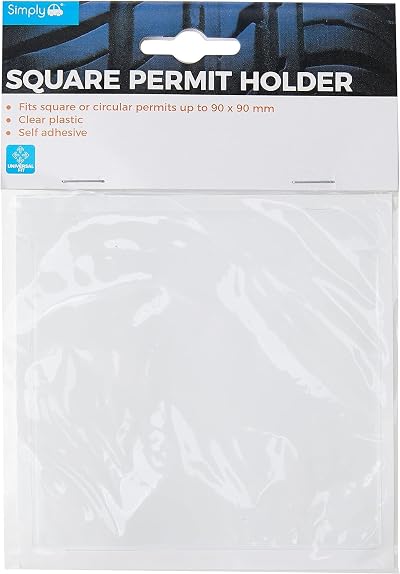 Simply SPH01 Square Car Permit Holder Clear 90mm x 90mm Self Adhesive
