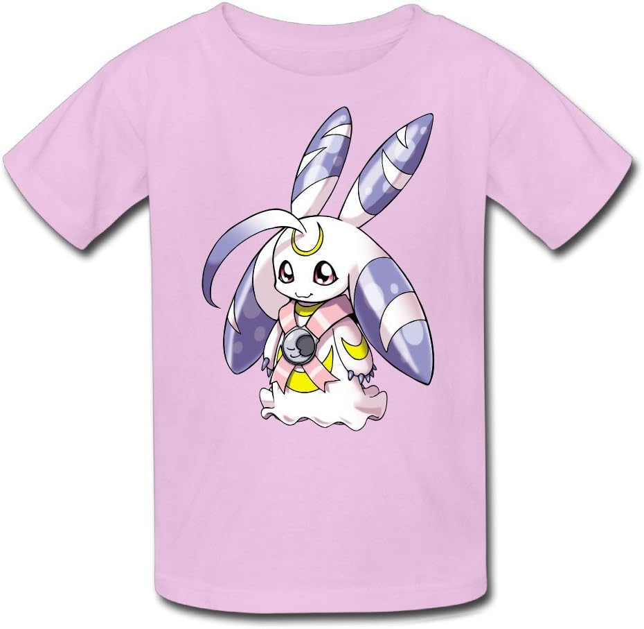 Youth Teen 100% Cotton Cute Lunamon Digimon World Data Squad Short Tee