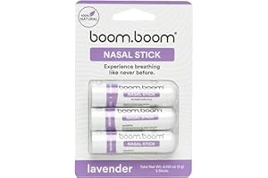 BoomBoom Nasal Stick (3 Pack) Enhance Breathing + Boost Focus, Breathe Vapor Stick with Essential Oils + Menthol, Aromatherapy Inhaler (Lavender)