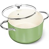 MICHELANGELO Stock Pot with Lid, 6 Quart Cooking Pot with Ceramic Coating, Nonstick Ceramic Soup Pot with Lid, Induction Compatible - 6QT Stockpot, Green