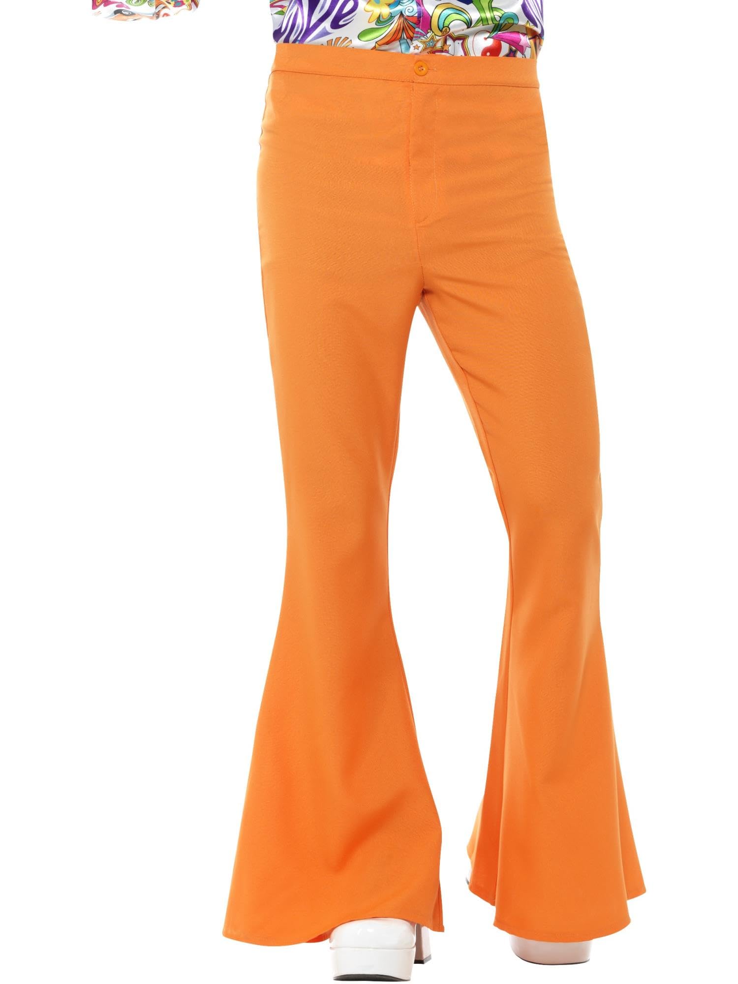 Smiffys Flared Trousers, Mens, Orange, 1960's Groovy Fancy Dress, 1960s Dress Up Costumes Halloween