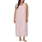 Eileen West Sleepwear & Loungewear for Women – Dobby Stripe Collection - 100% Cotton Lightweight Breathable Long Nightgown