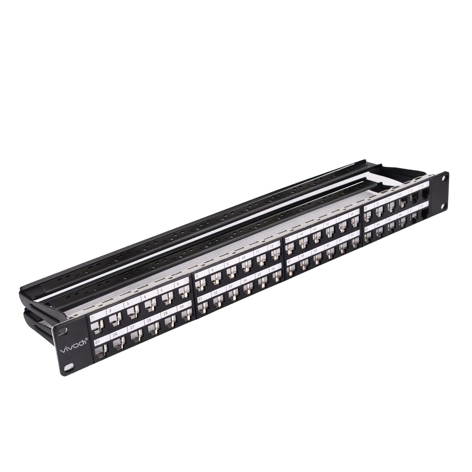 2U 48 Ports Blank Patch Panel Unload Modular Patch Panel Blank Frame with Cable Manager Bar