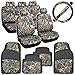 BDK Hawg Camo Seat Covers Heavy Duty Rubber Floor Mats w/Camouflage Inlay & Cushion Grip Steering Wheel Cover Set