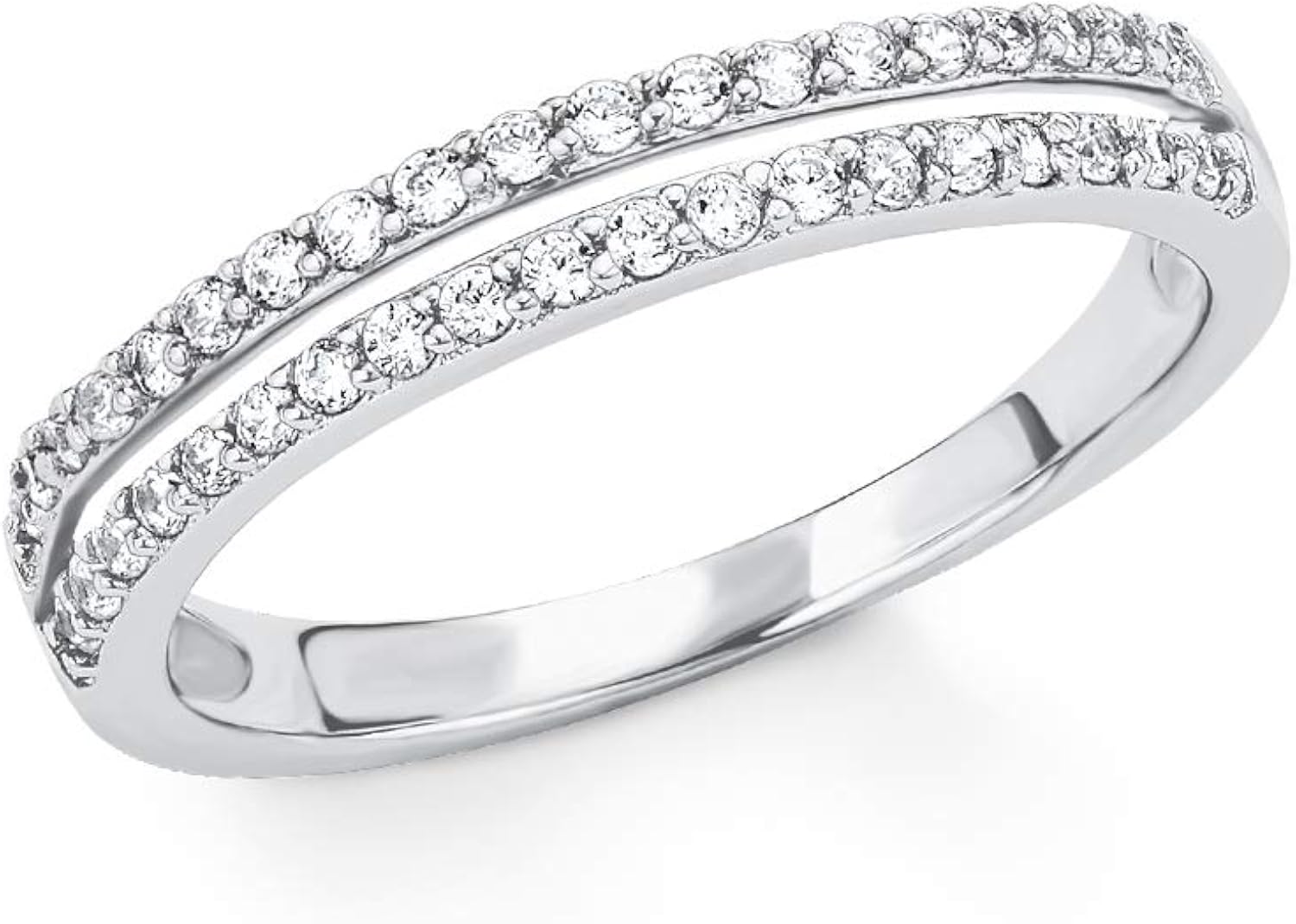 S.Oliver Ring Aus 925 Sterling Silber – Zweireihig Mit Zirkonia, In Geschenkbox