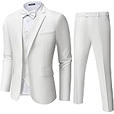 Mens Suit Tuxedo Set Slim Fit Suits 3 Piece One Button Prom Wedding Blazer Vest Pants
