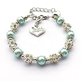 DOLON Light Blue Faux Pearl Beaded Charm Bracelet